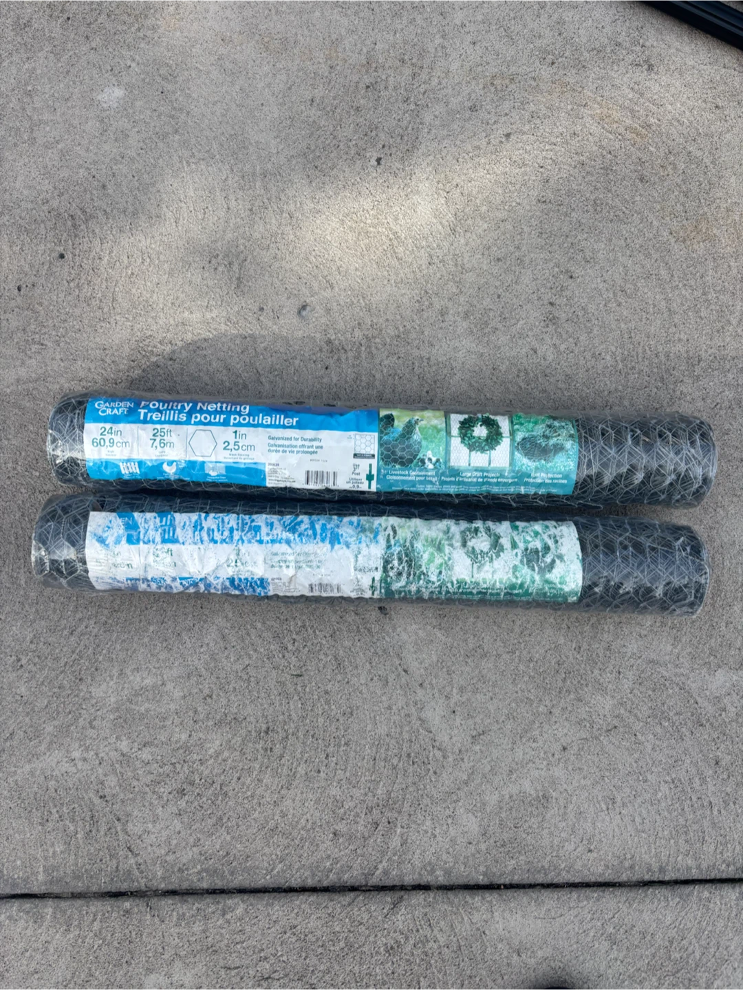 Poultry Netting — 2 Rolls, 24" x 25' Each
