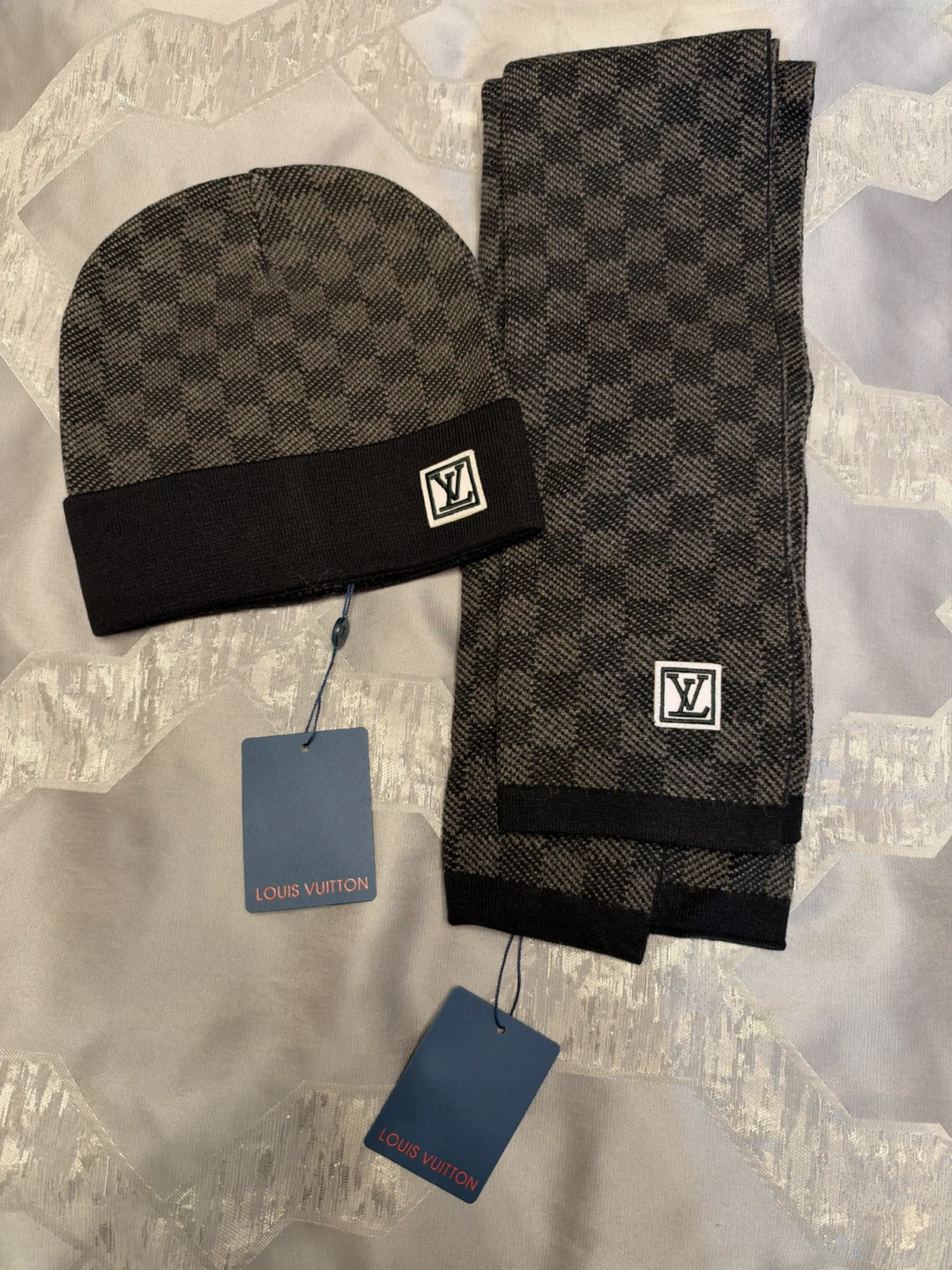 Louis Vuitton Beanie and Scarf Set