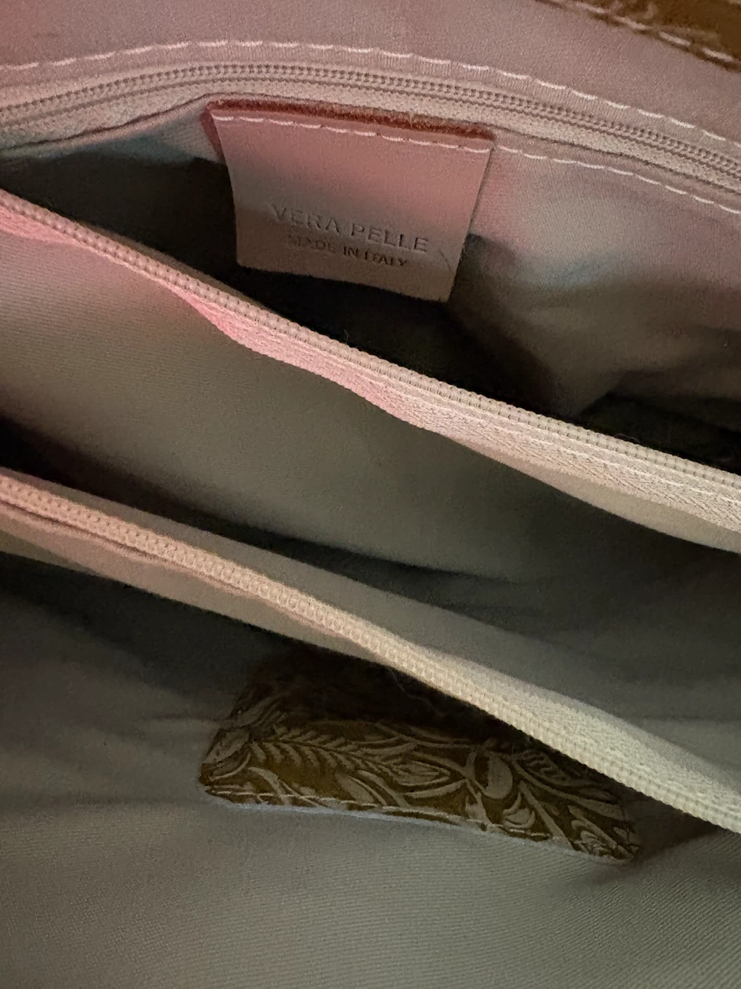 Vera Pelle Floral Tote Italian Leather Handbag - photo 3