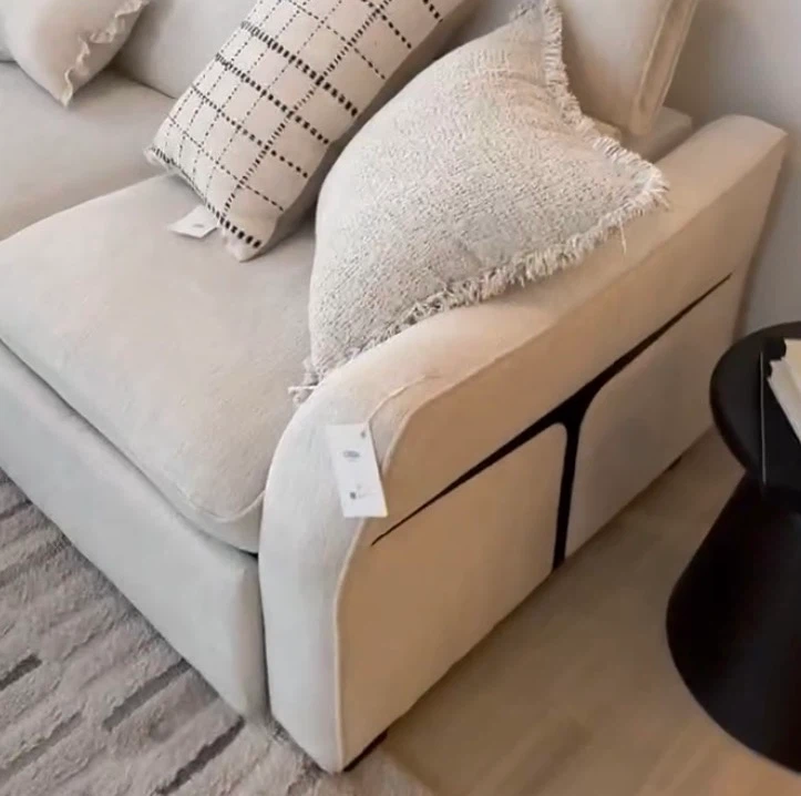 Cream sectional sofa with pull-out bed - photo 3