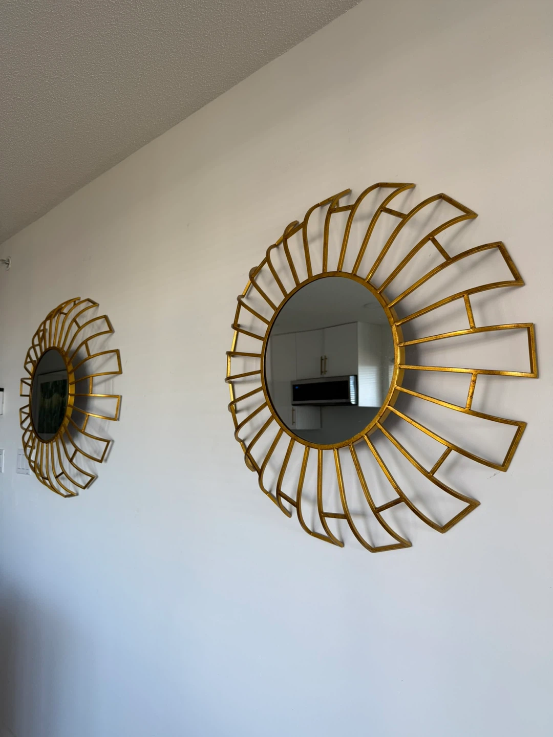 Set of Two Sunburst Gold Wall Mirrors