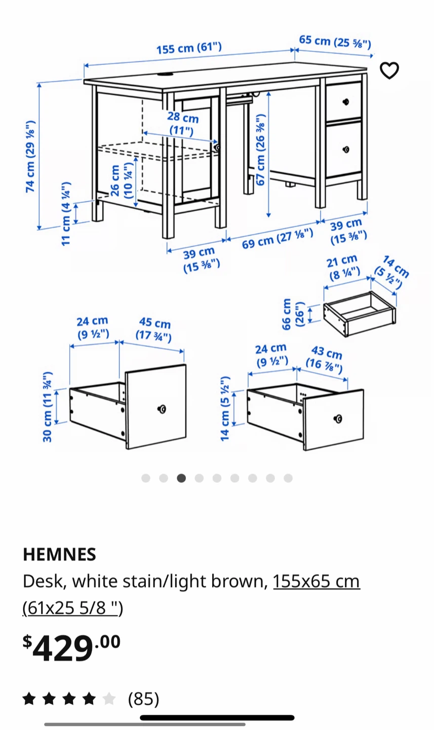 IKEA HEMNES Wooden desk - photo 3