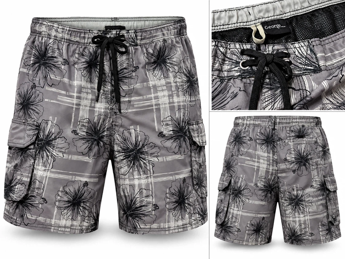 George Hibiscus Print 2XL Swim Trunks