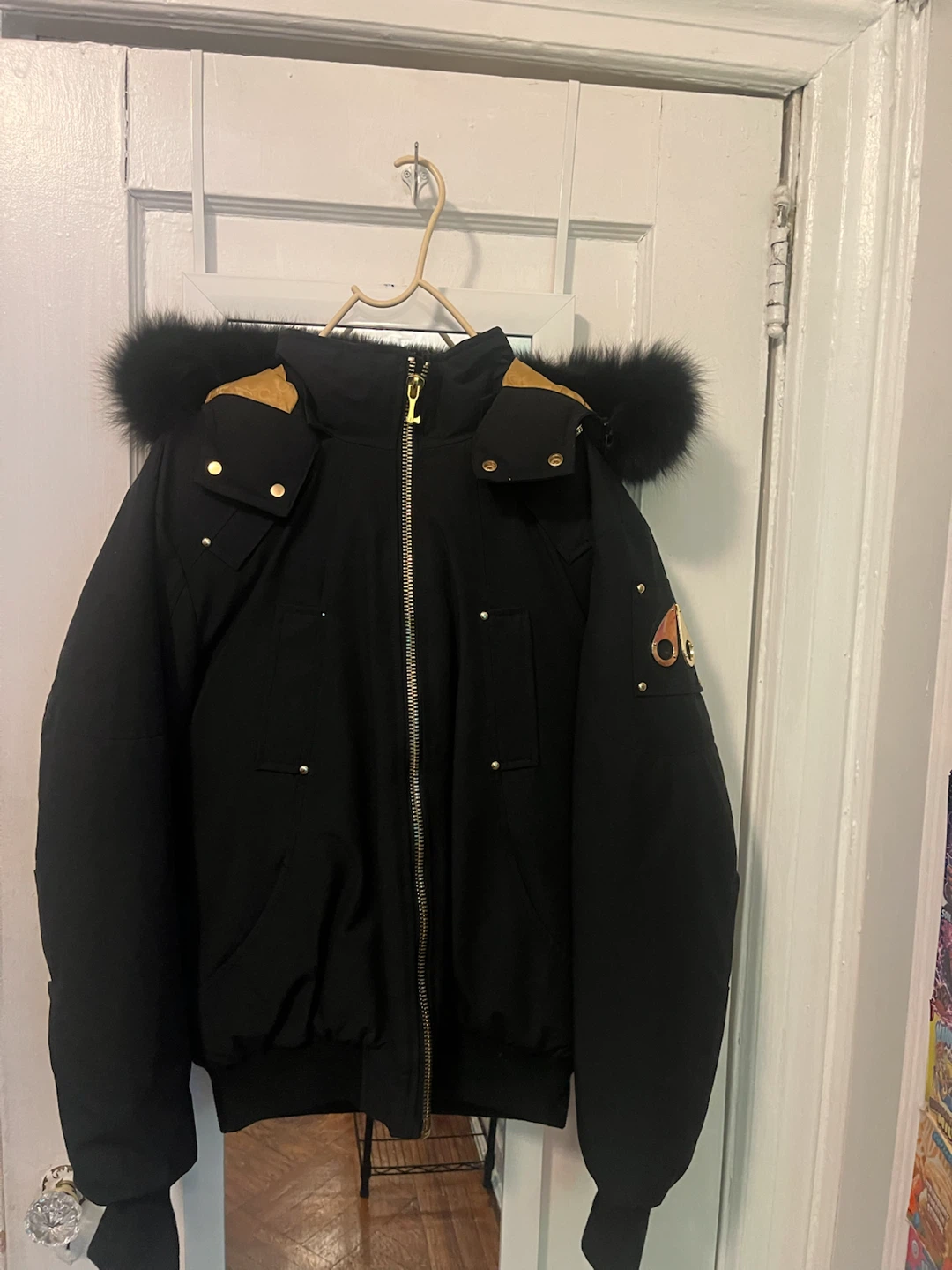 Moose Knuckles Black Bomber Jacket