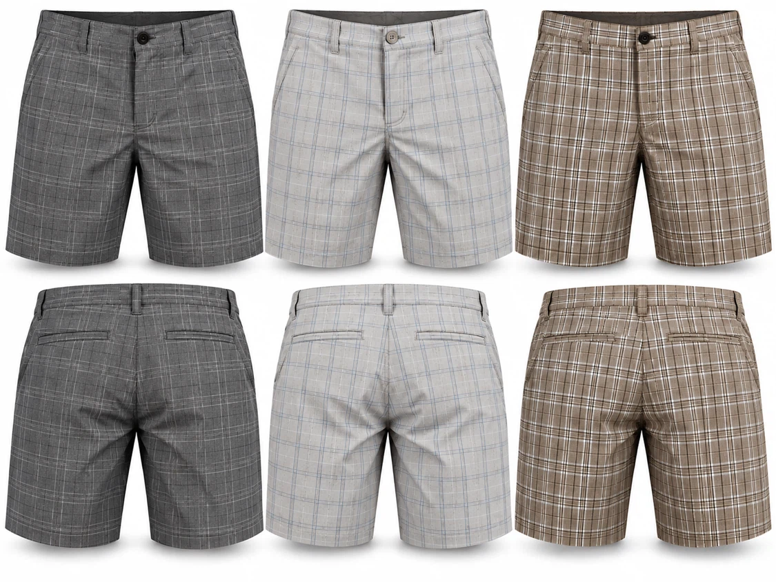 3 Pairs of Used “CHAMPS” Mens Plaid Golf Shorts