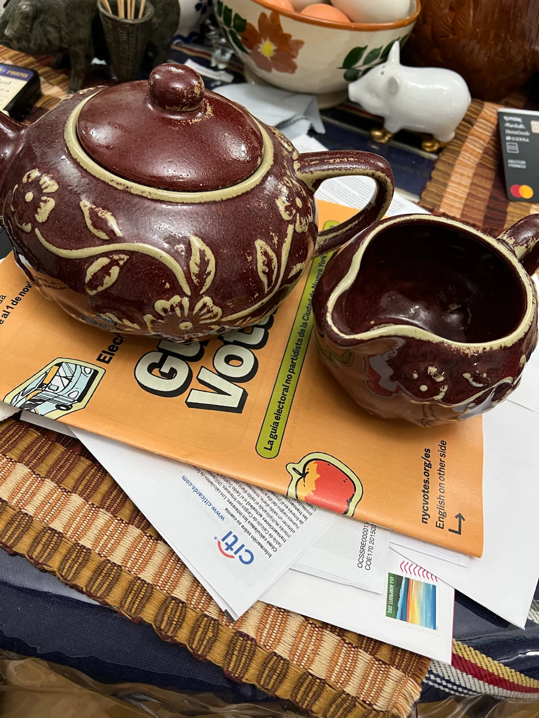 Ceramic Teapot and Creamer Set