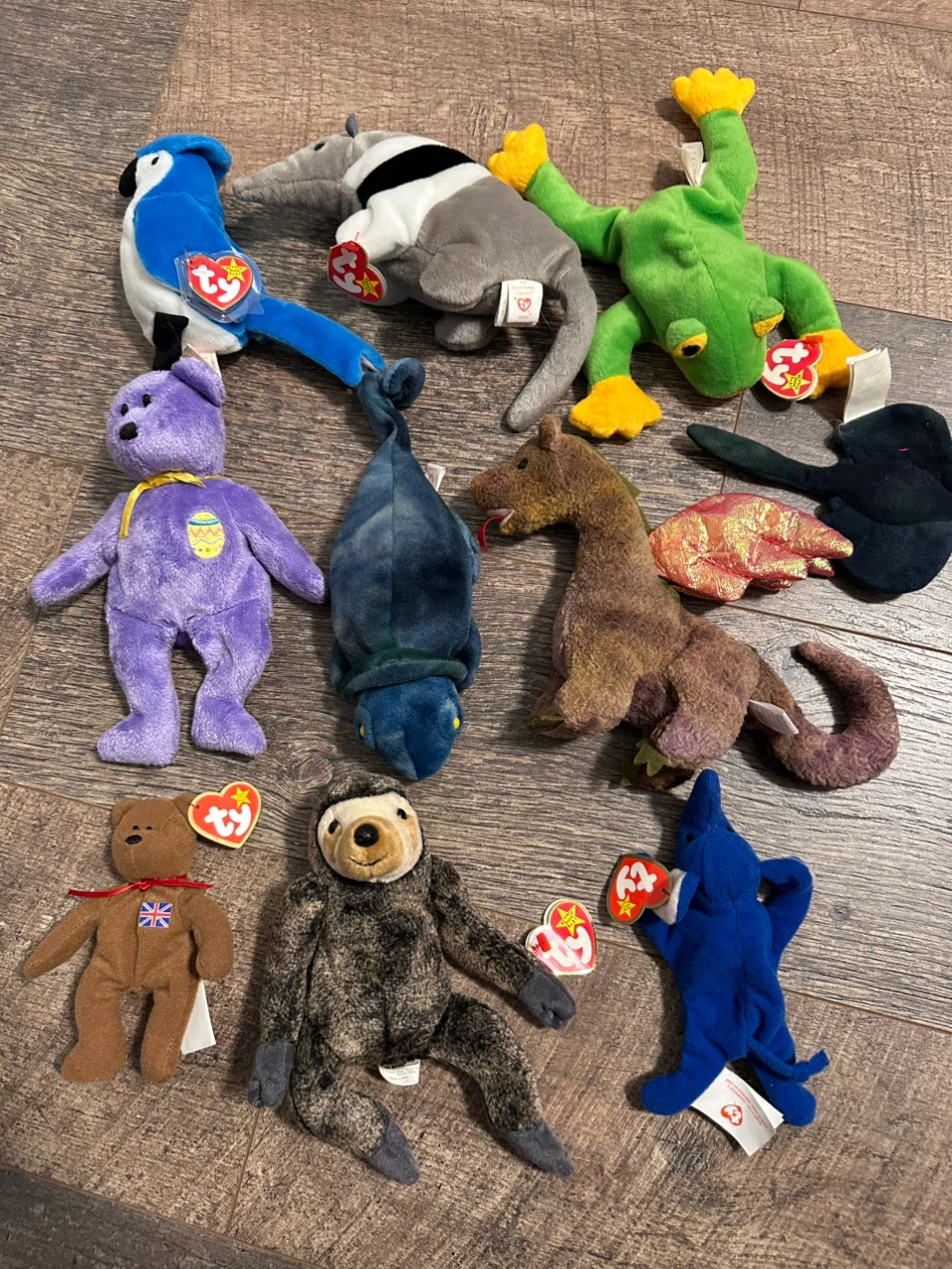 Collection of 9 Ty Beanie Babies Plush Toys