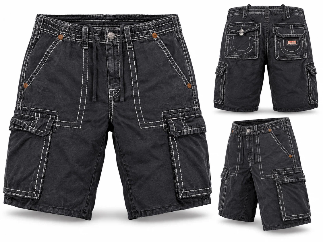 True Religion Navy Cargo Shorts