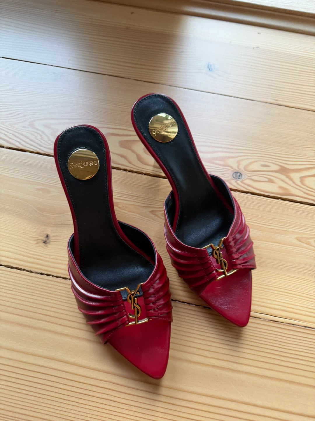 Saint Laurent Red Leather Mules