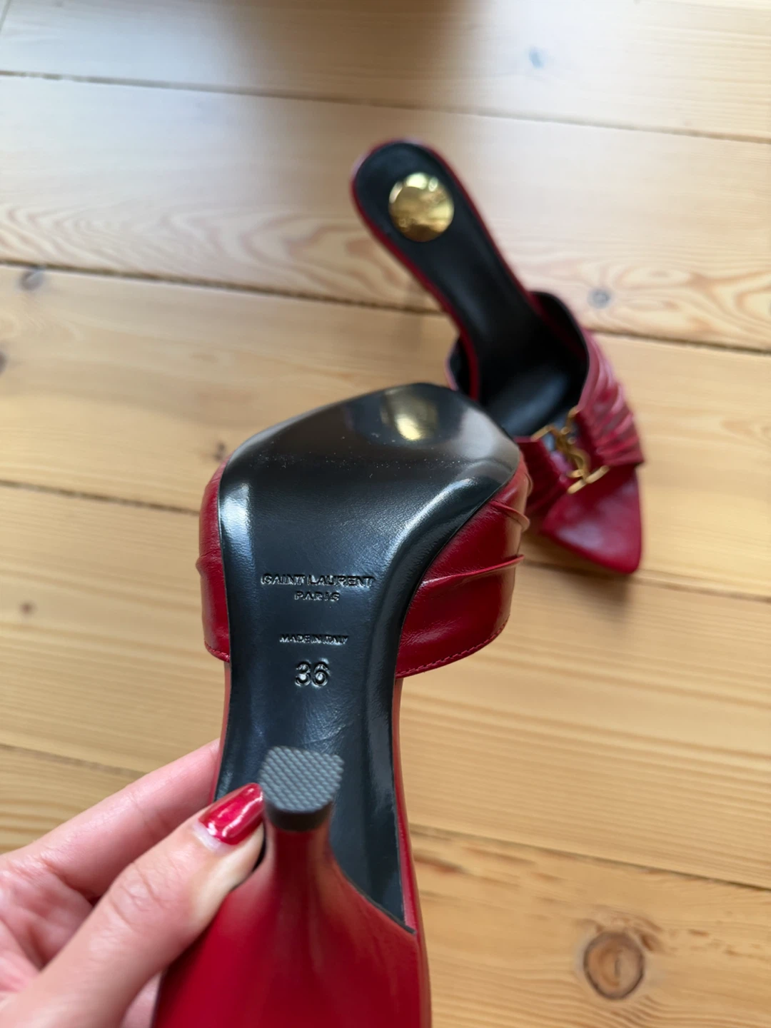 Saint Laurent Red Leather Mules - photo 3