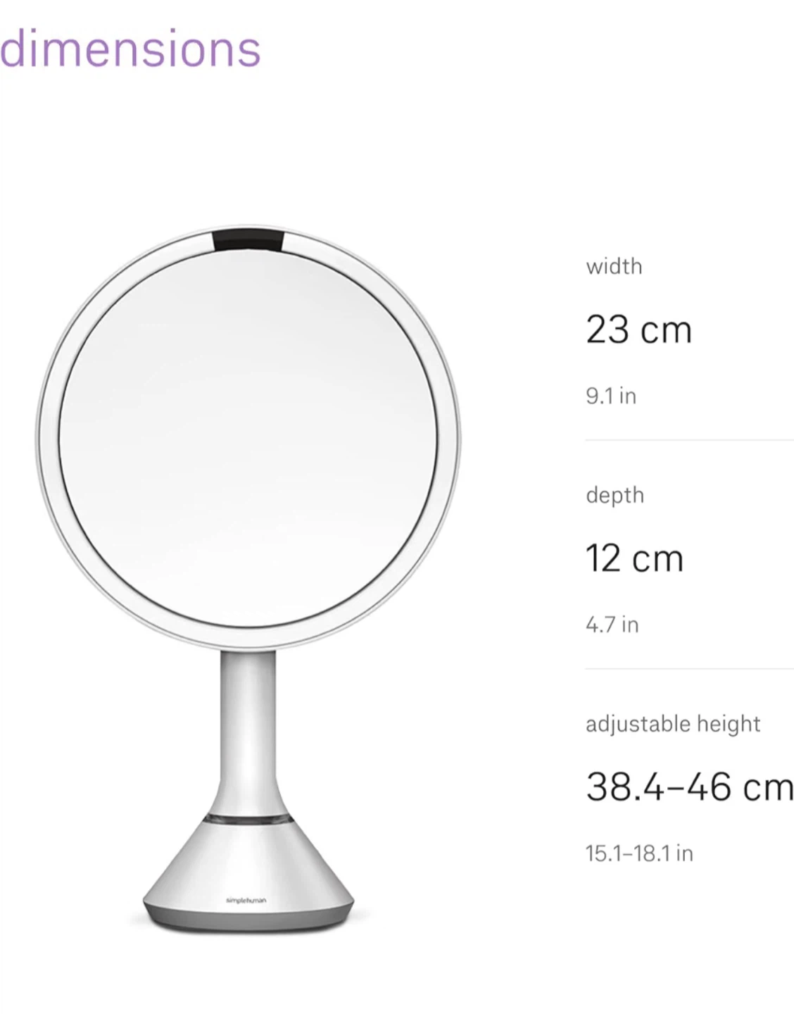 simplehuman 8" Sensor Mirror - photo 3