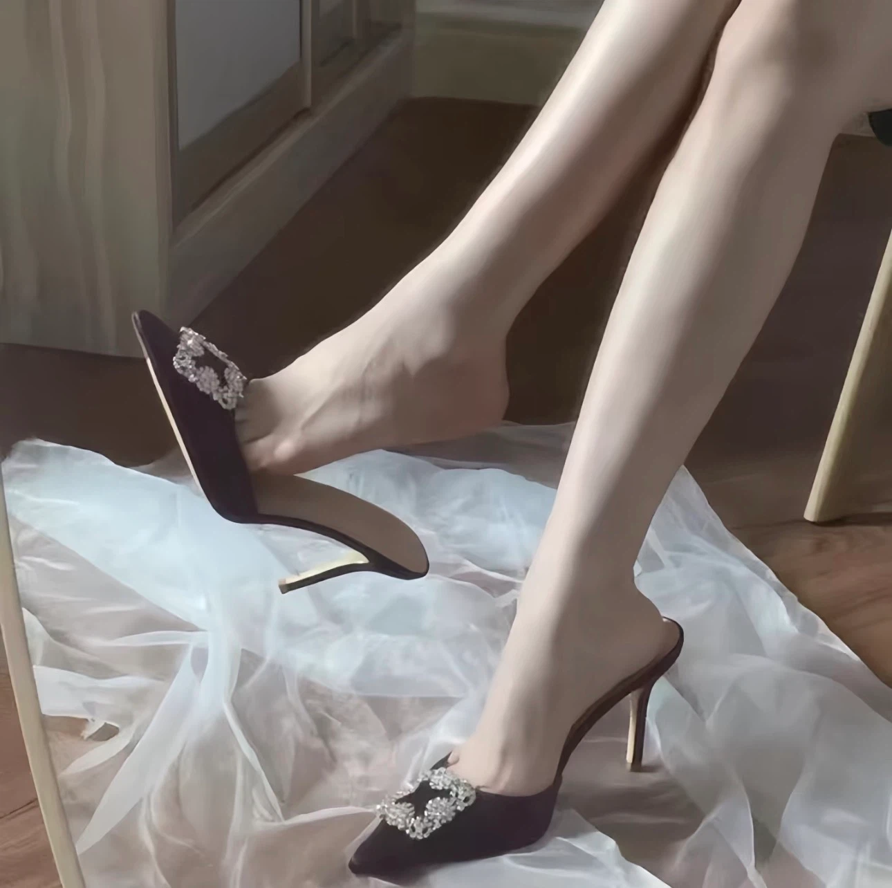 Crystal Diamond the shining star Rhinestone Mules - photo 5