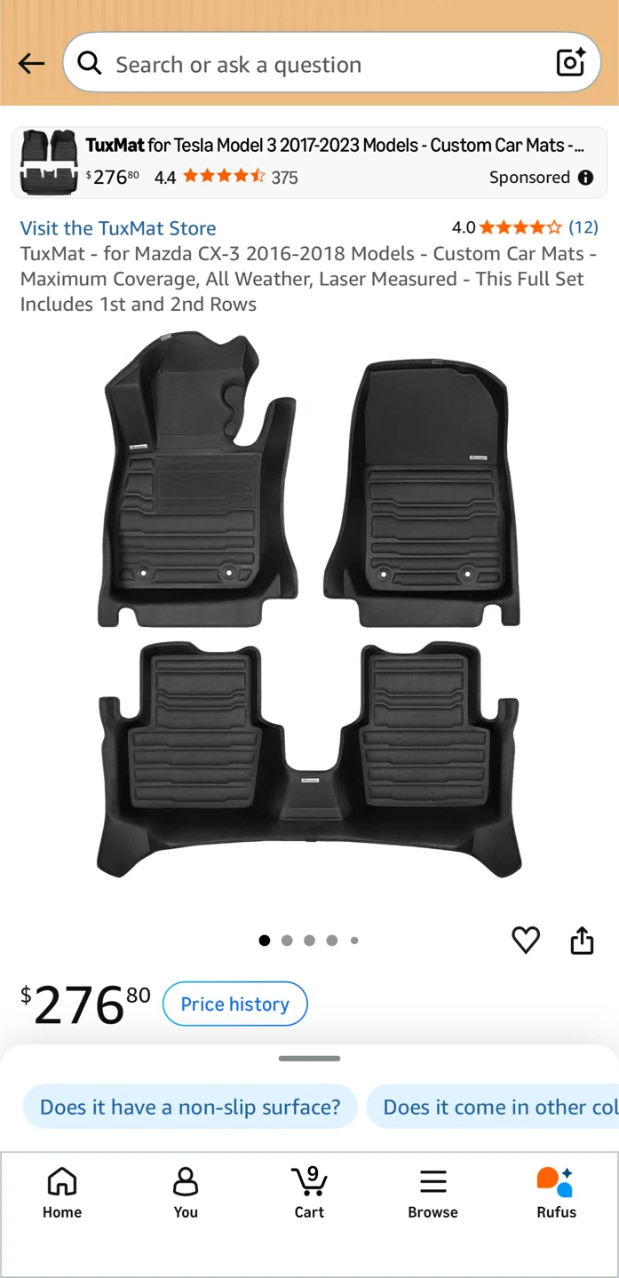 TuxMat Floor Mats for Mazda CX-3 AWD (2016-2018), Full Set - photo 2