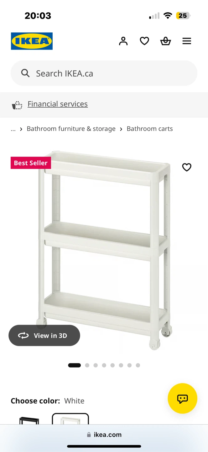 IKEA VESKEN Bathroom Cart White