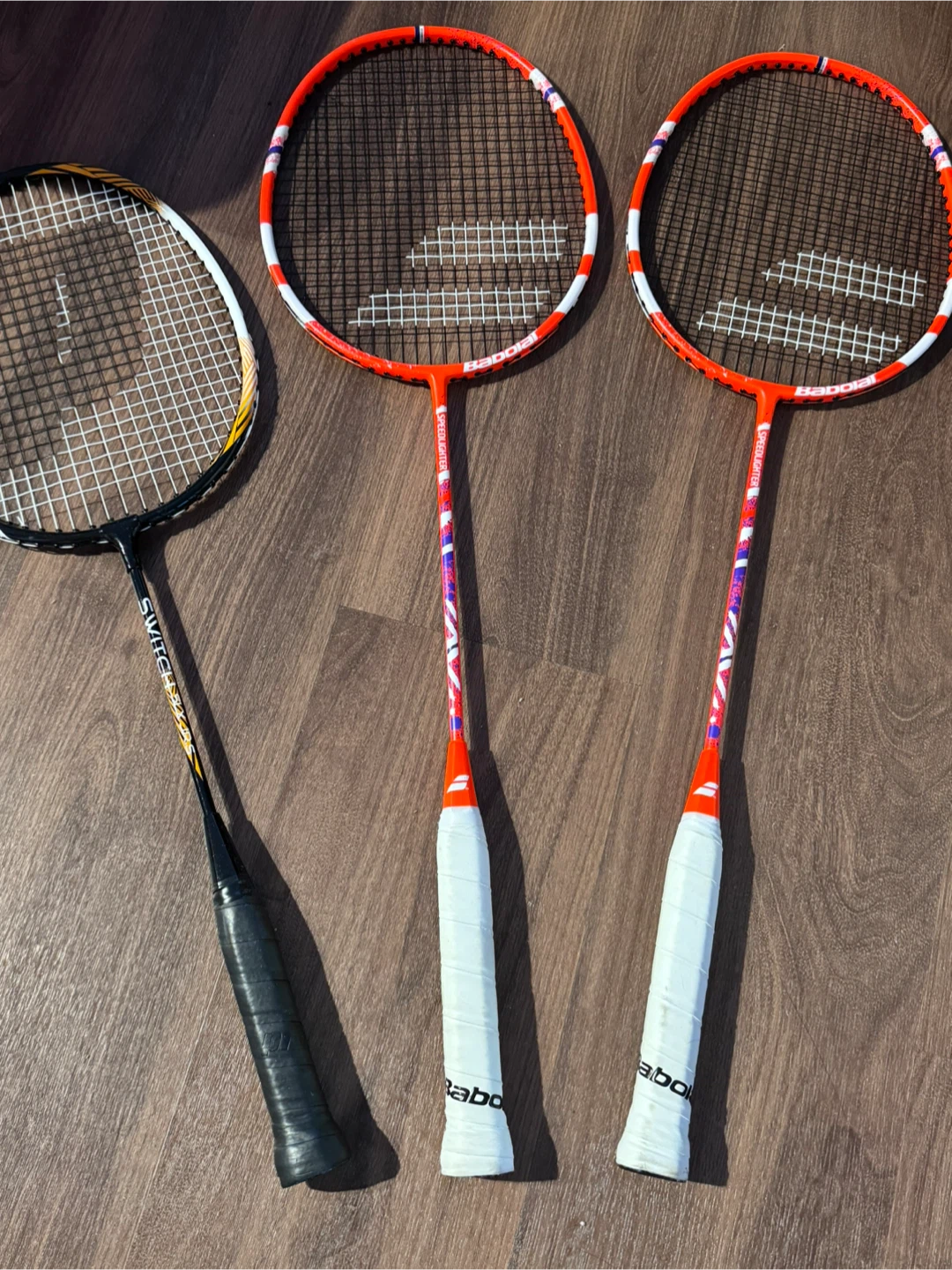 3 Badminton Rackets - 2 Babolat and 1 Switch