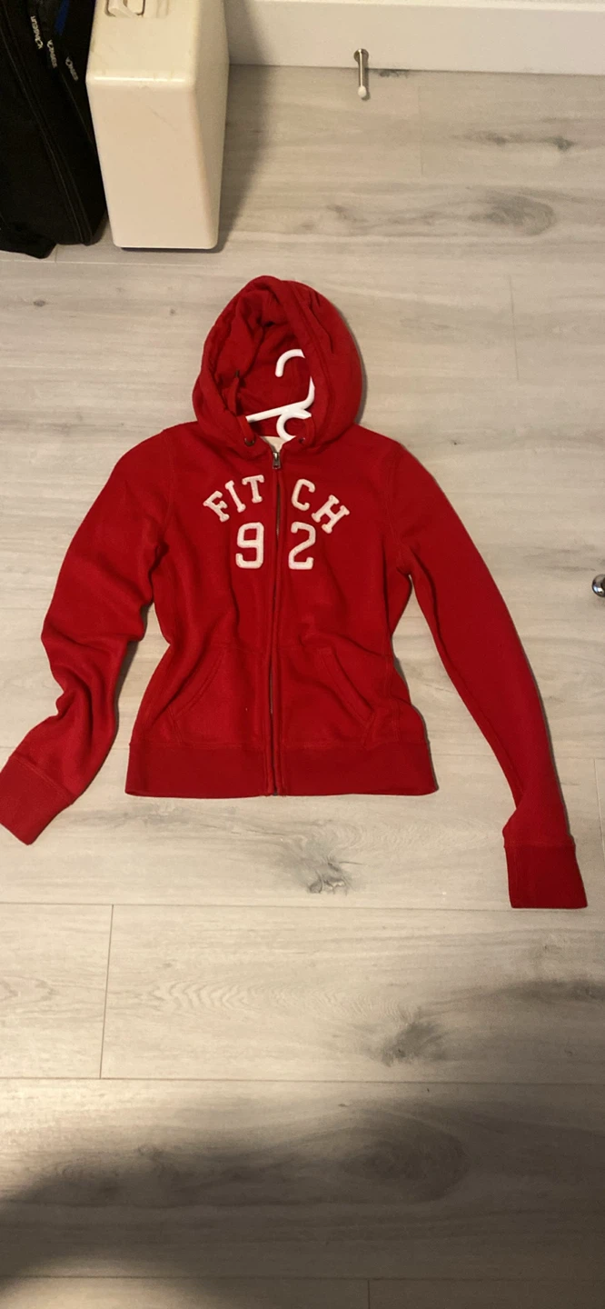 Abercrombie & Fitch Red Zip-Up Hoodie
