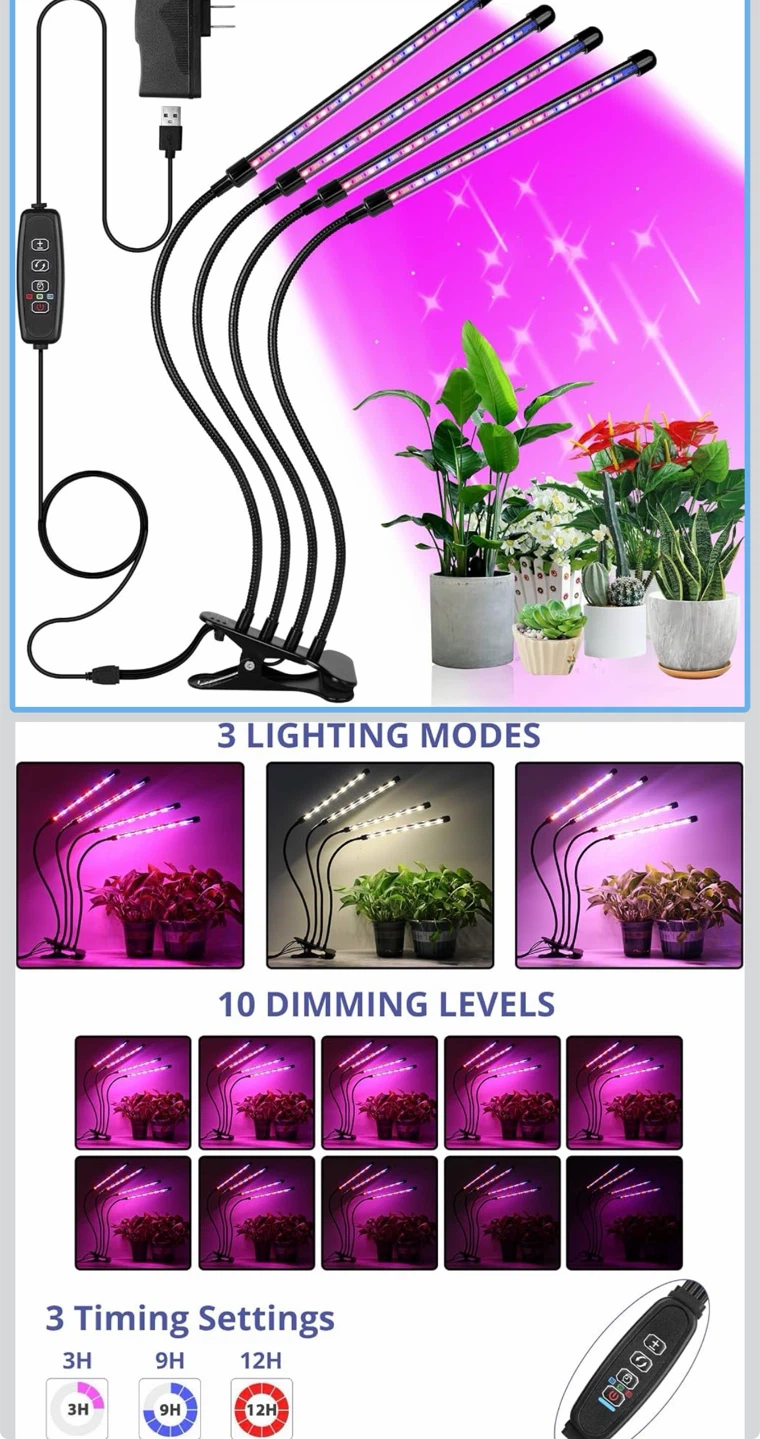 Sondiko 4-Head LED Plant Grow Light