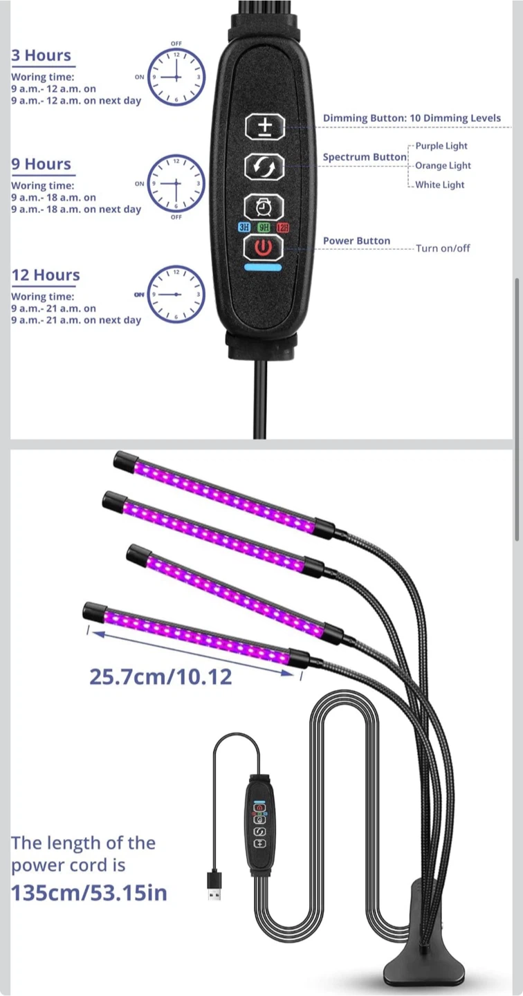 Sondiko 4-Head LED Plant Grow Light - photo 2