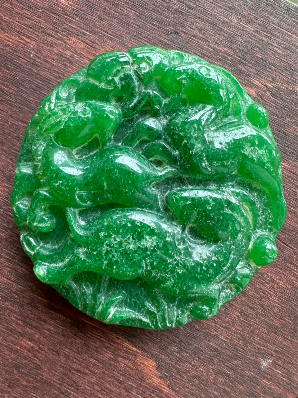 Antique Green Carved Jade Pendant - photo 5