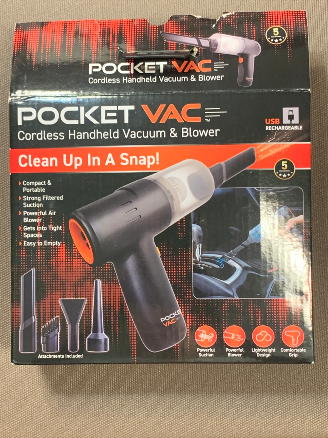 Pocket Vac Cordless Handheld Vacuum and Blower
