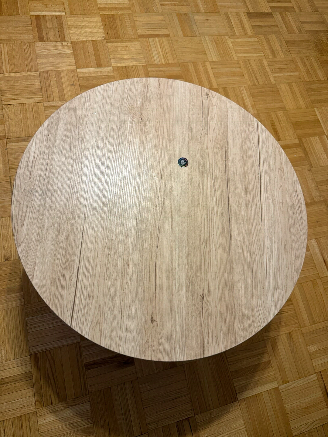 Round Coffee Table with Black Metal Base