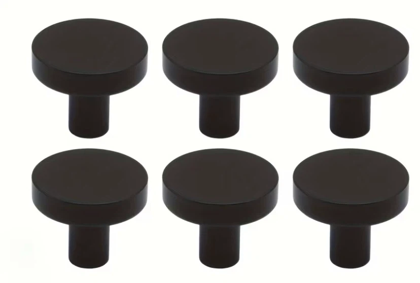 Set of 6 Matte Black Cabinet Knobs