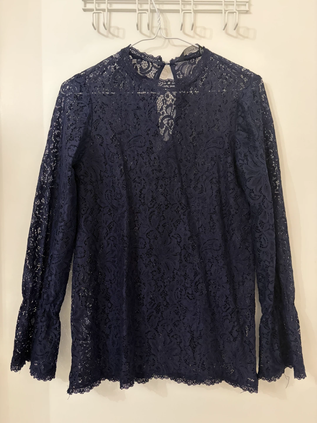 Zara Navy Blue Lace Top