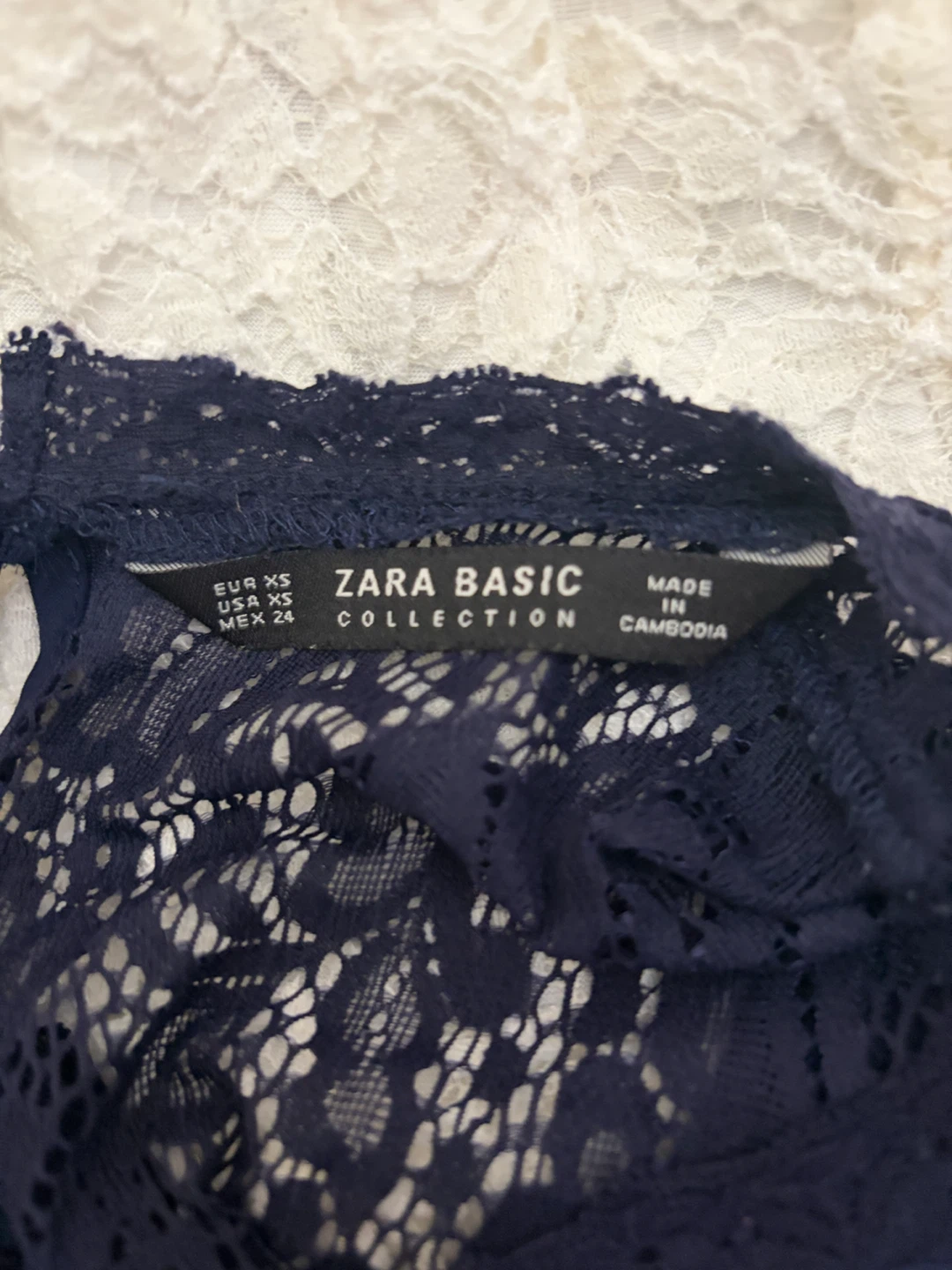 Zara Navy Blue Lace Top - photo 3