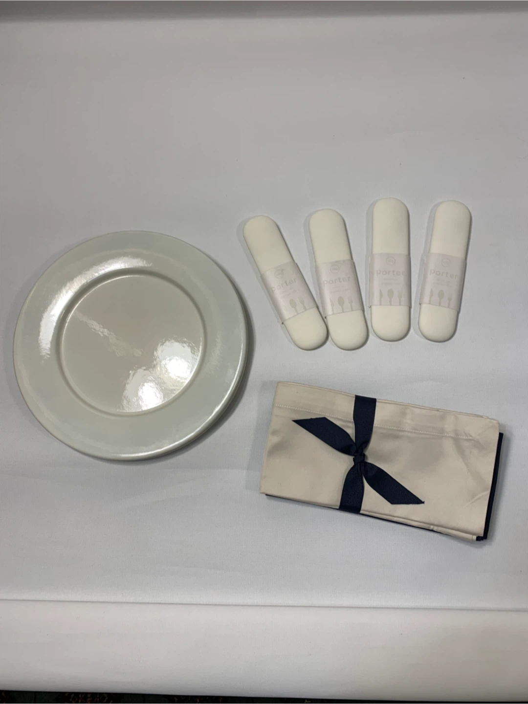 Enamel plates, Flatware, WS  napkins, priced individually