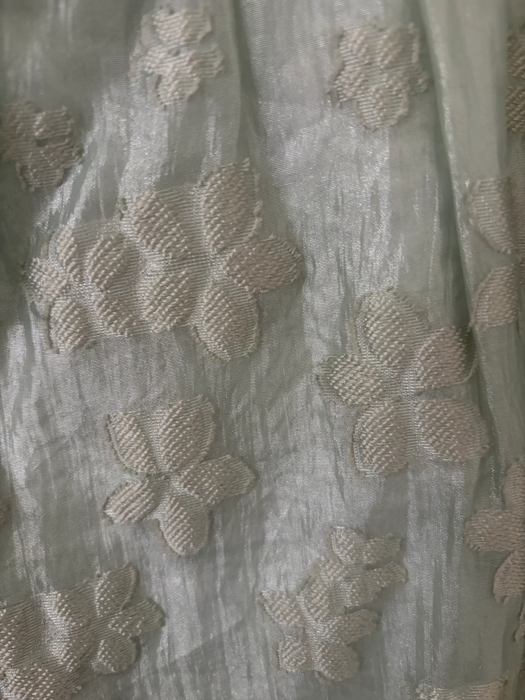 Green Floral Jacquard Puff Sleeve Dress Size M - photo 3