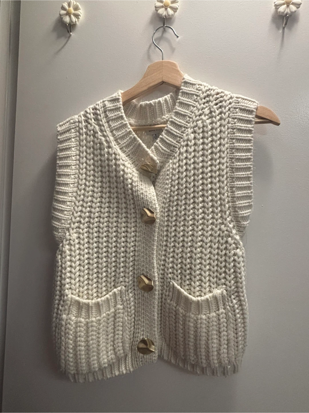 LoveShackFancy Cream Knit Vest