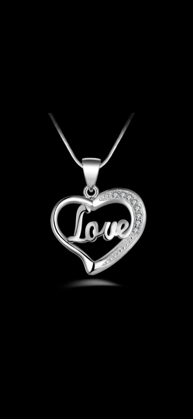 Silver-Tone Love Heart Pendant Necklace