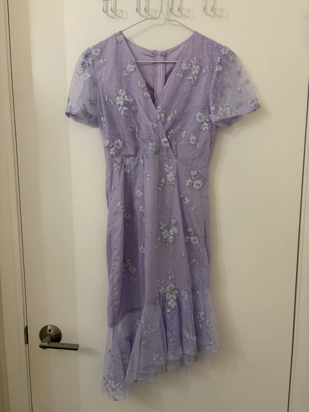 Lavender Floral Embroidered Mesh Dress