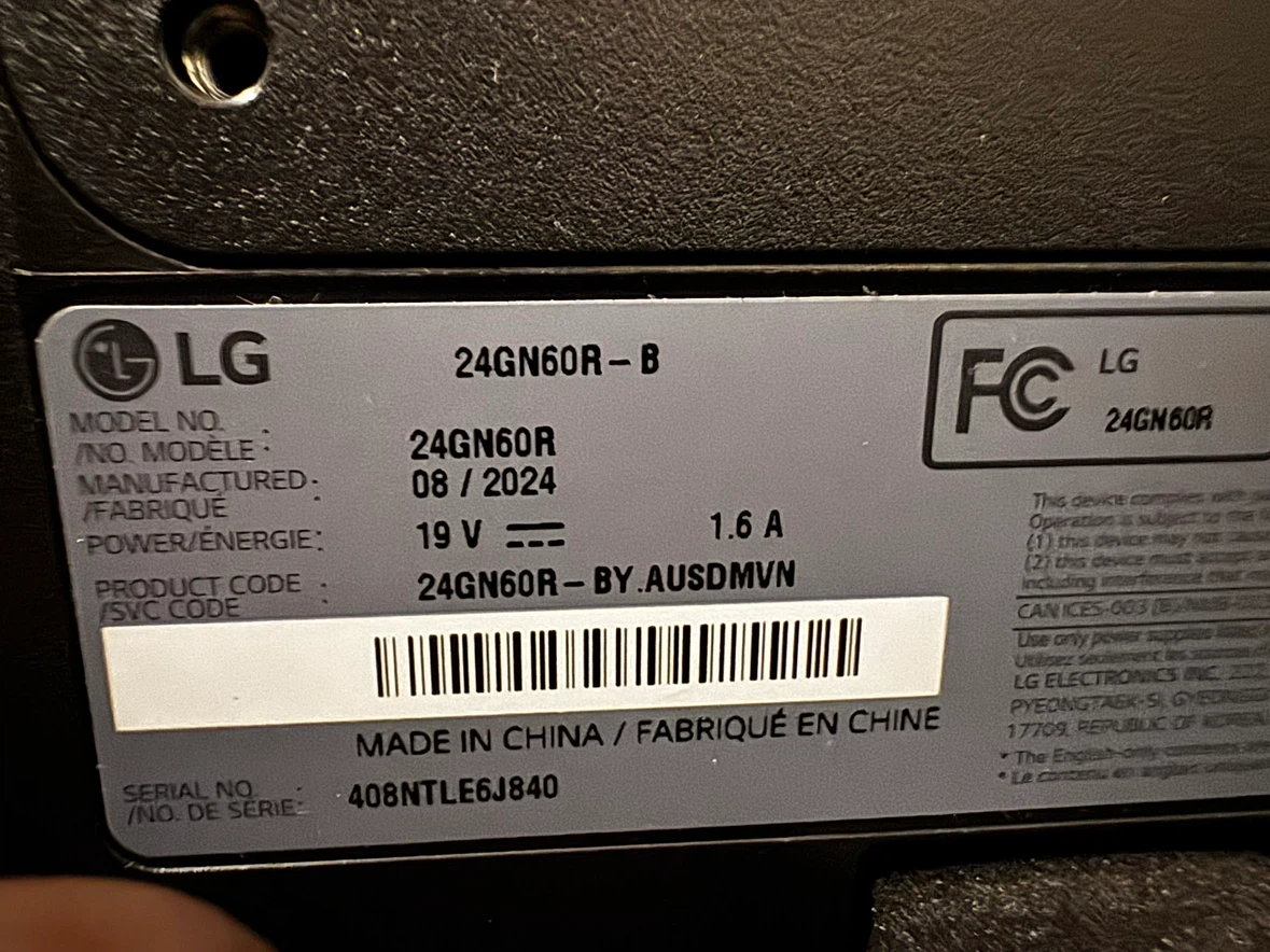 LG UltraGear 24’ - 24GN60R Gaming Monitor - photo 3