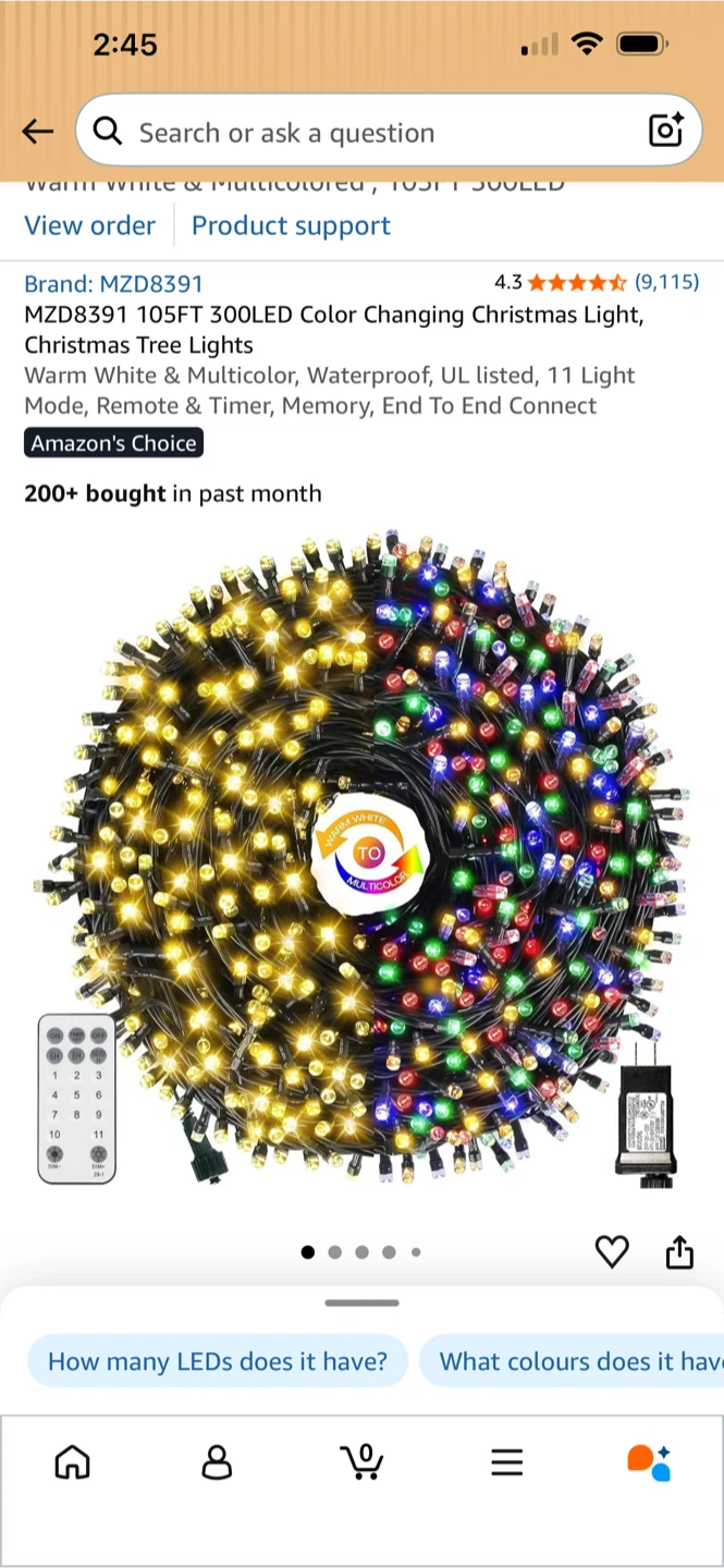 MZD8391 105ft 300 LED Color Changing Christmas Lights
