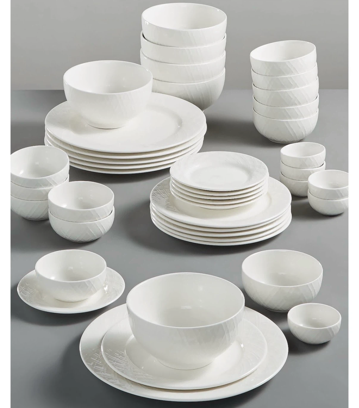 56 piece White Textured Ceramic dinnerwear Set - photo 2