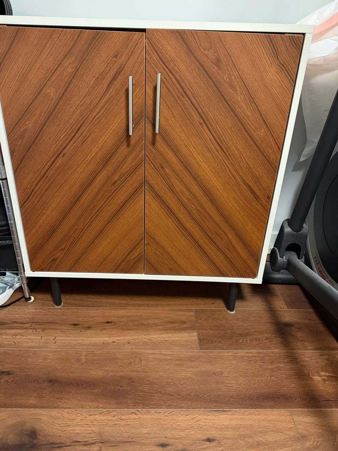 Modern Two-Door Storage Cabinet with Wood Grain Finish - photo 2