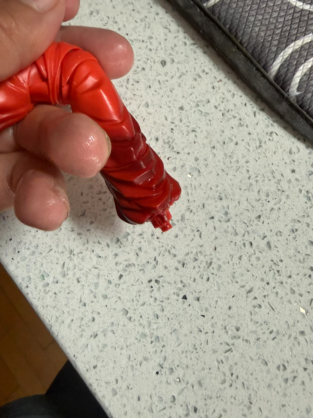 Red Plastic Action Figure Leg Part