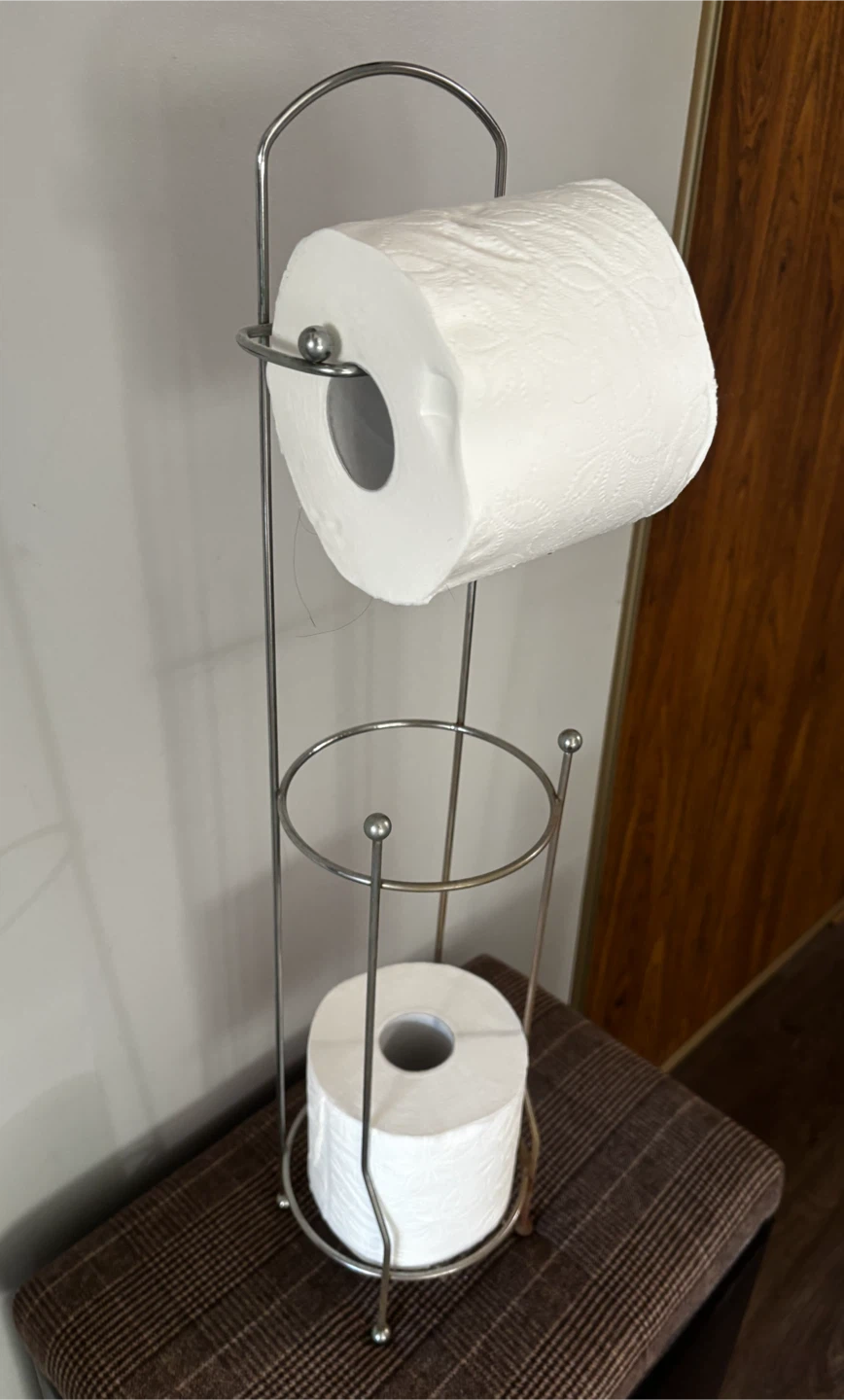 Metal Toilet Paper Roll Holder Stand