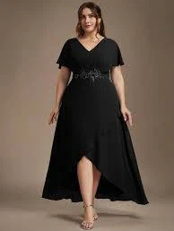 Ever-Pretty Black Chiffon Evening Dress