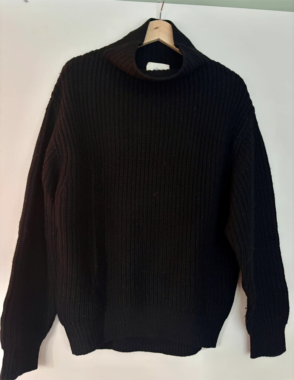 Wilfred Black Merino Wool Cowl Neck Sweater - photo 2
