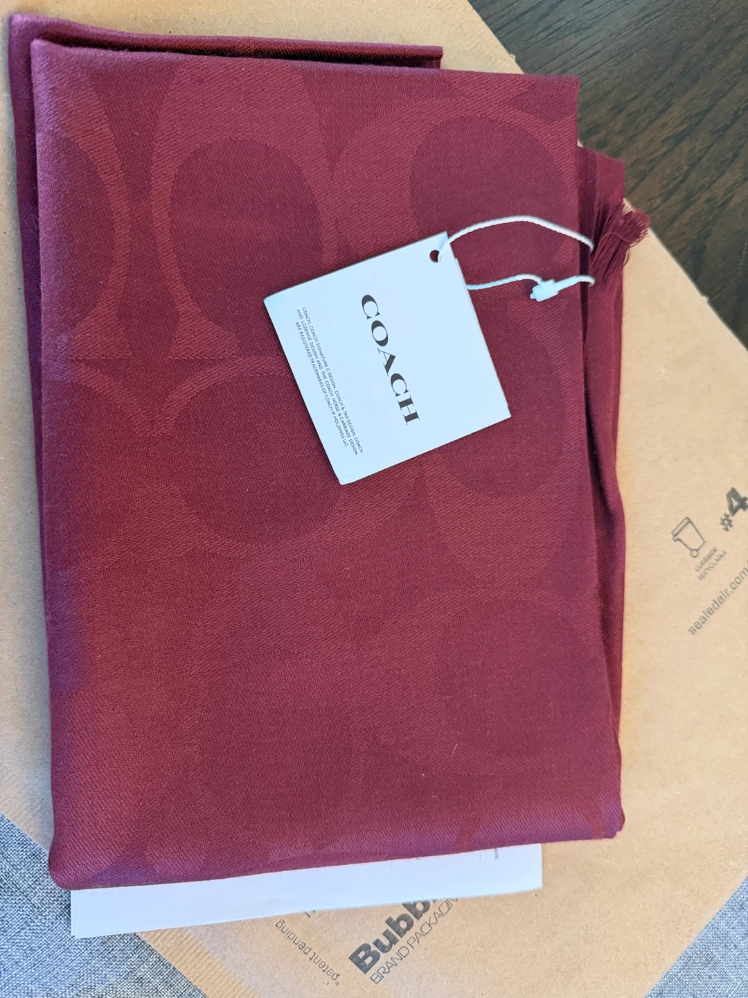 New Coach Signature Scarf in Burgundy - photo 2