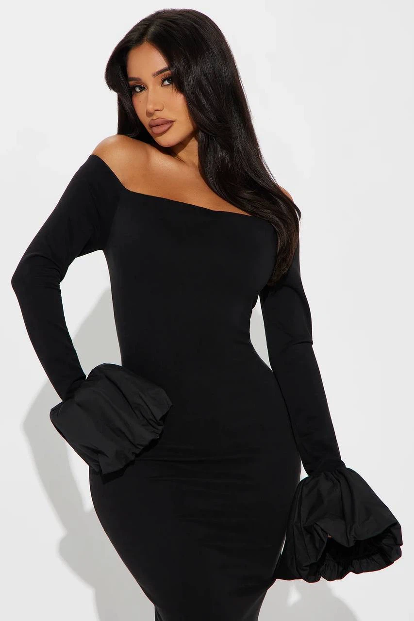 Off-Shoulder Maxi Dress with  Bubble Cuffs , 2XL + gift bra F - photo 4