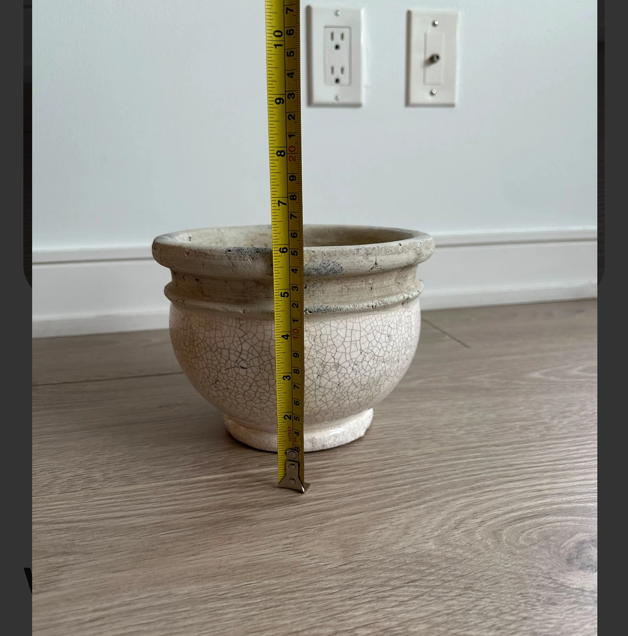 White Ceramic Plant Pot with Crackle Finish - photo 2