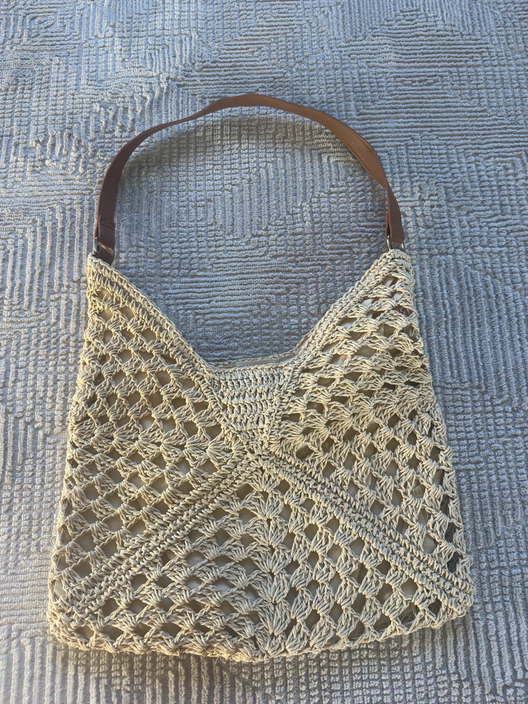Beige Crochet Shoulder Bag