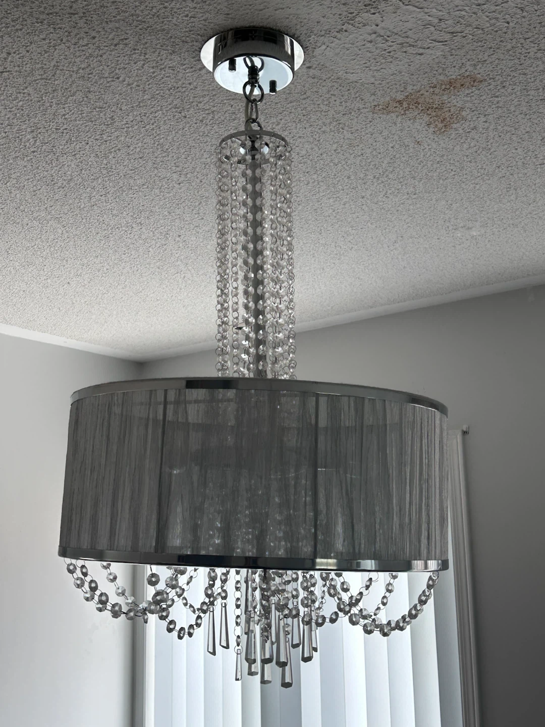 Chrome Drum Chandelier with Crystal Accents - photo 2