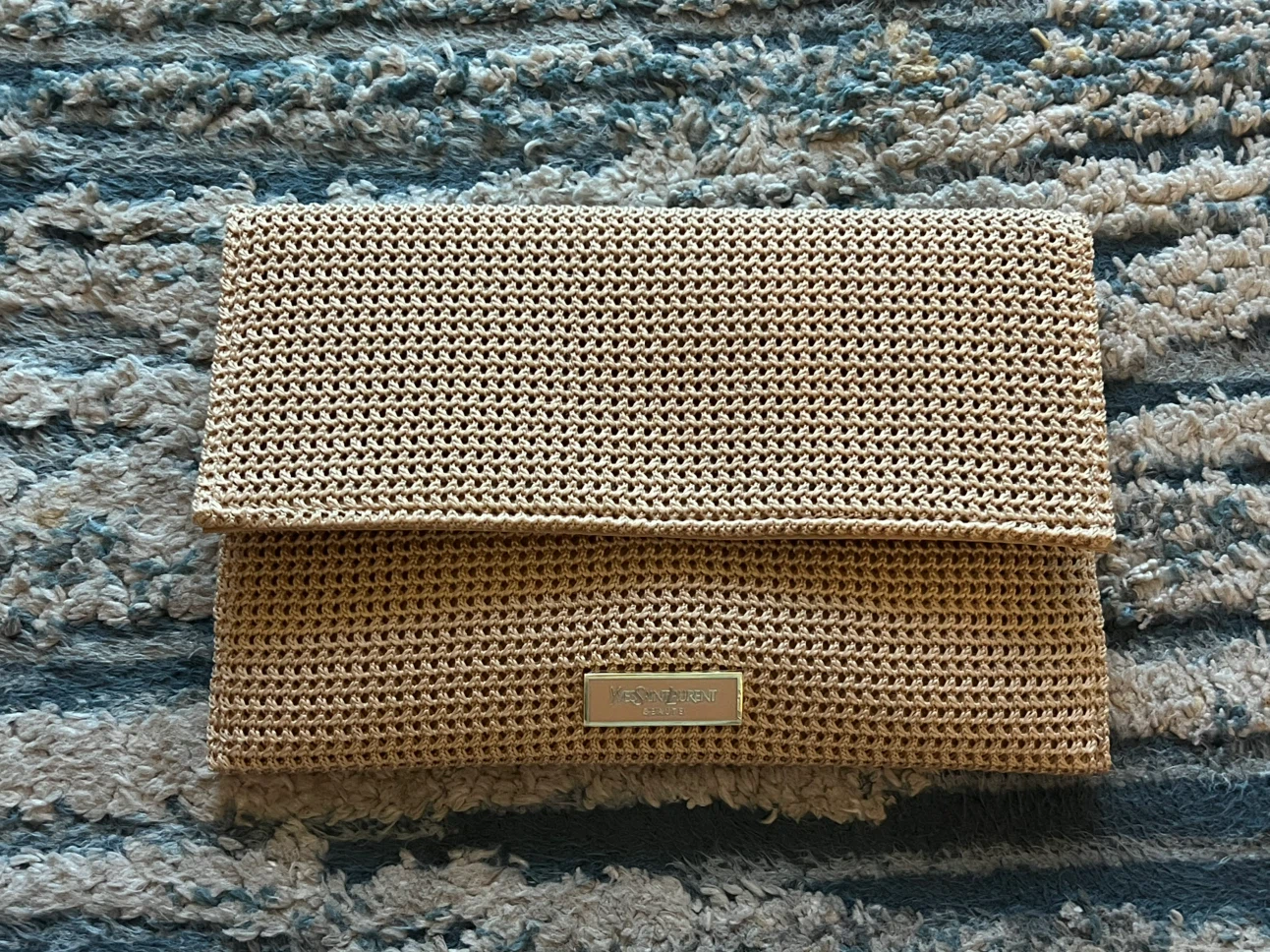 New YSL Beige Crochet Pouch