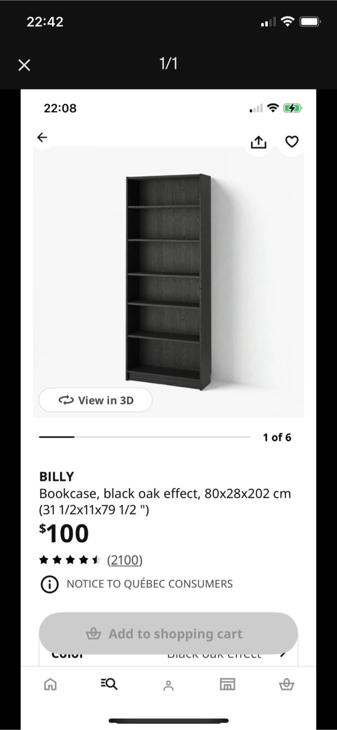 IKEA BILLY Bookcase in Black Oak Effect