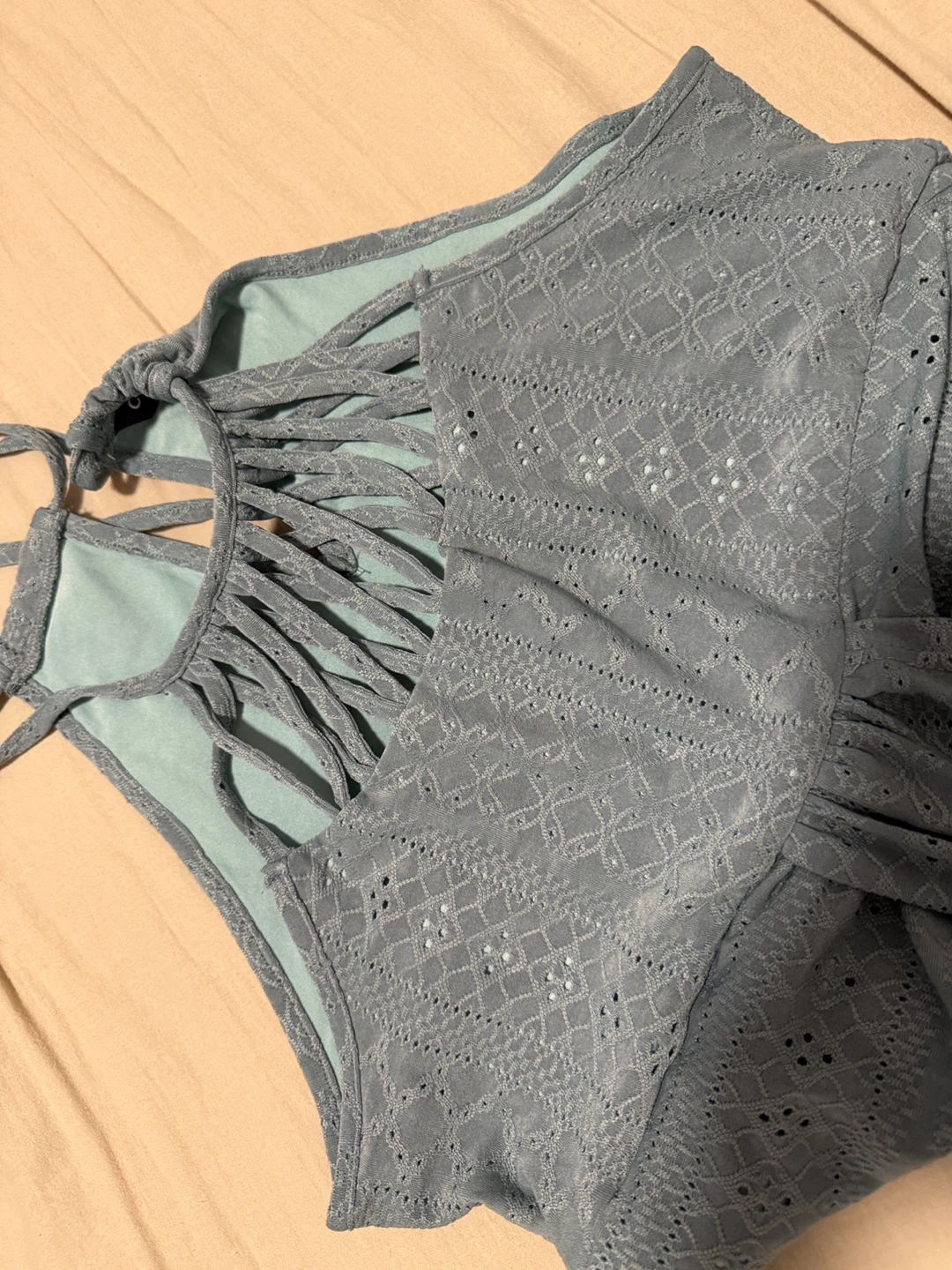 Blue Sleeveless Eyelet Dress - photo 3