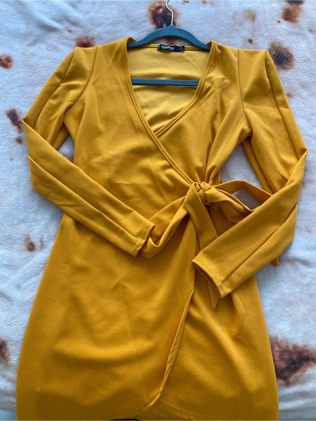 Boohoo Mustard Yellow Wrap Dress